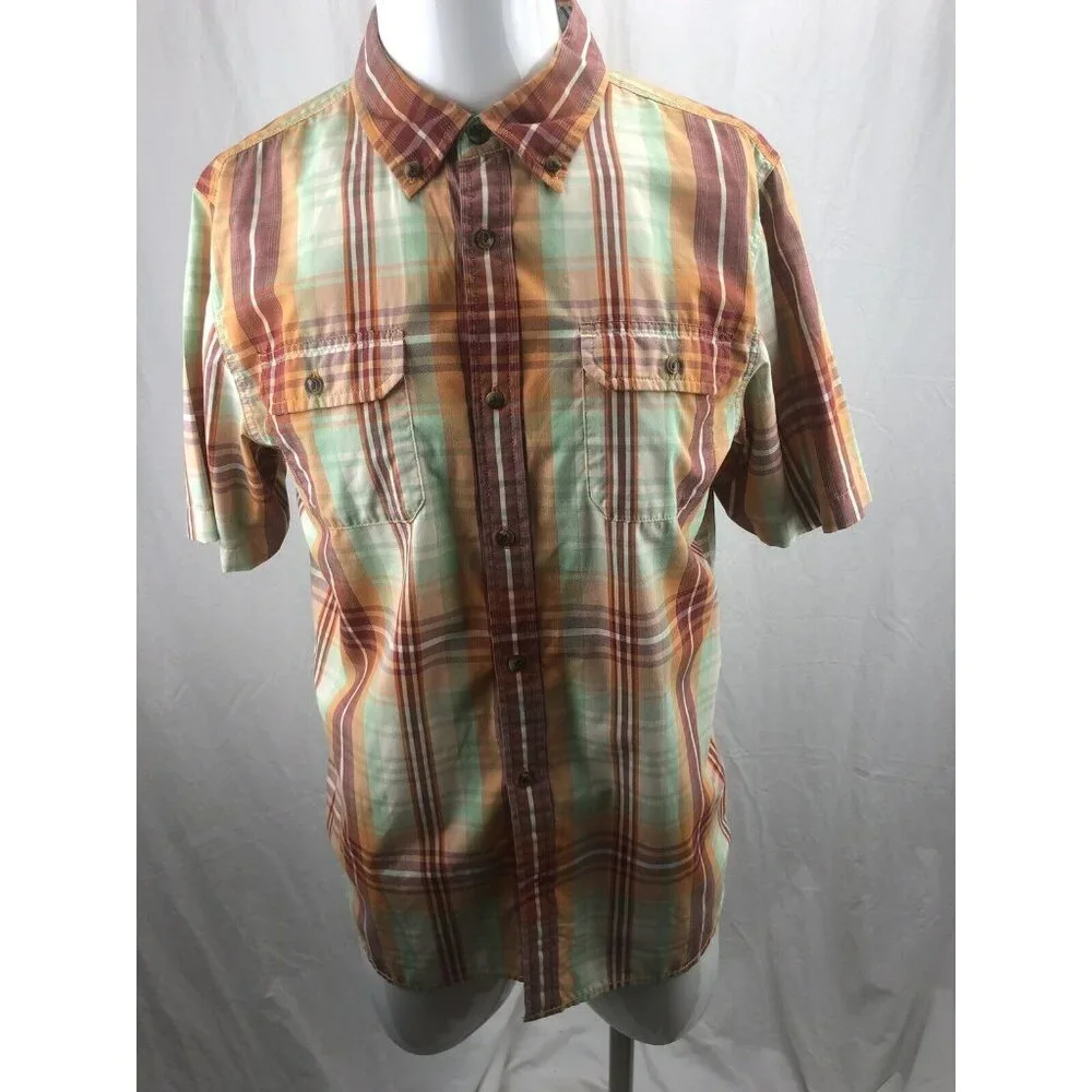 The North Face Men Shirt Madras Plaid Short Sleeve Button Up Hiking Large L